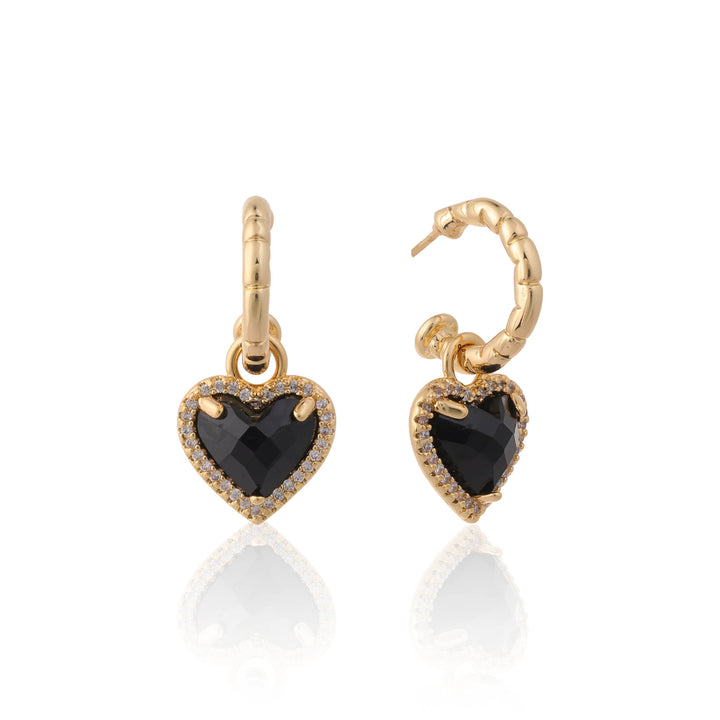 Black Charm Hoops