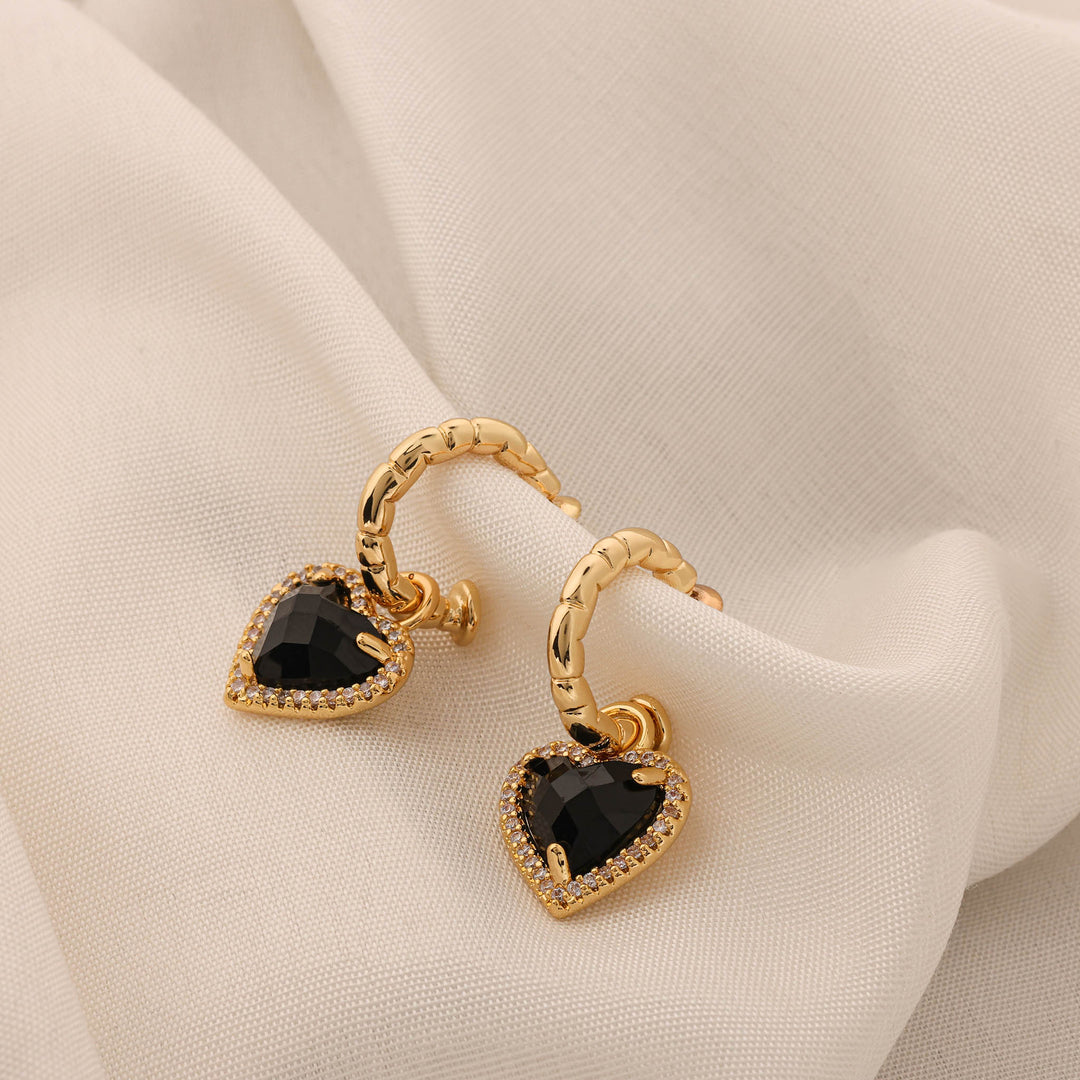 Black Charm Hoops
