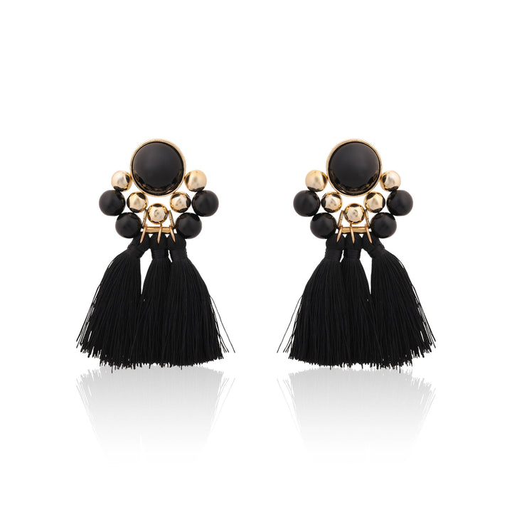 Black Tie Fringe Earrings