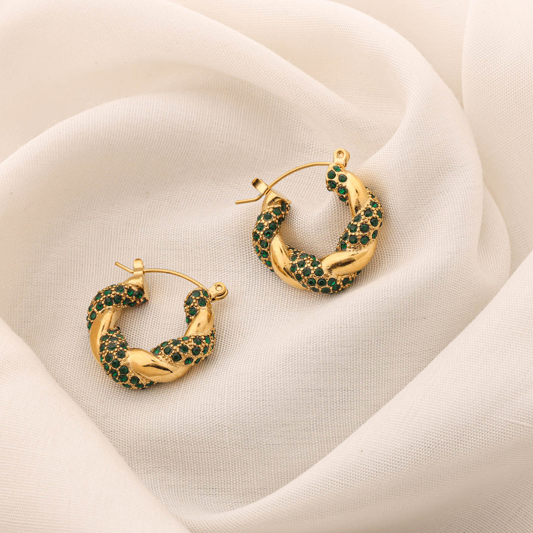 Emerald Twist Hoops
