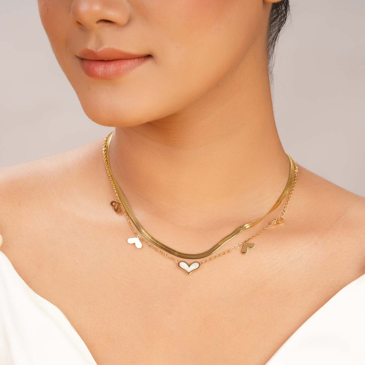 Flutters Hearts Layers Necklace