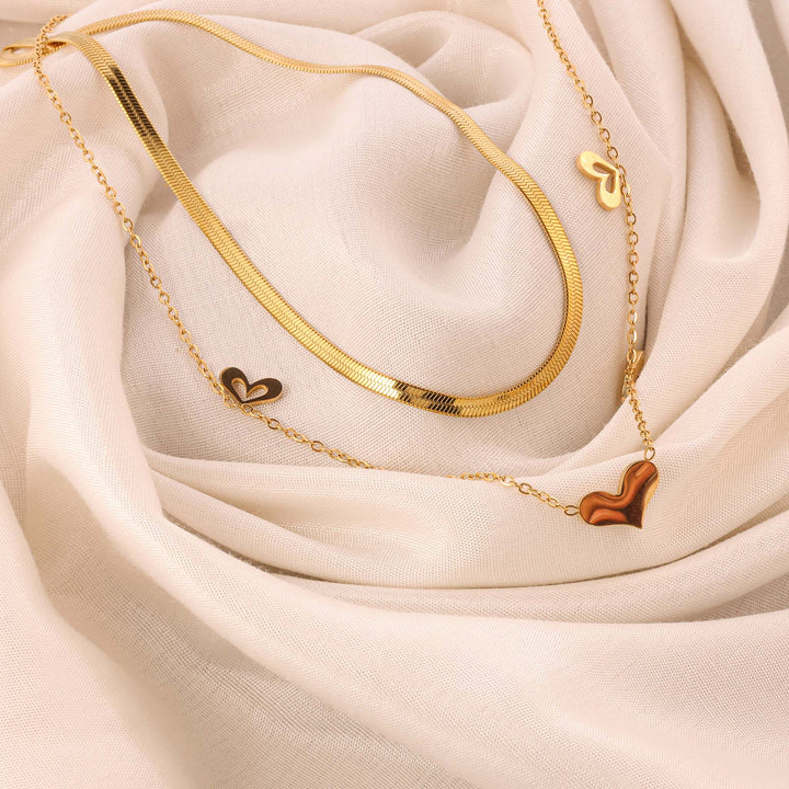 Flutters Hearts Layers Necklace