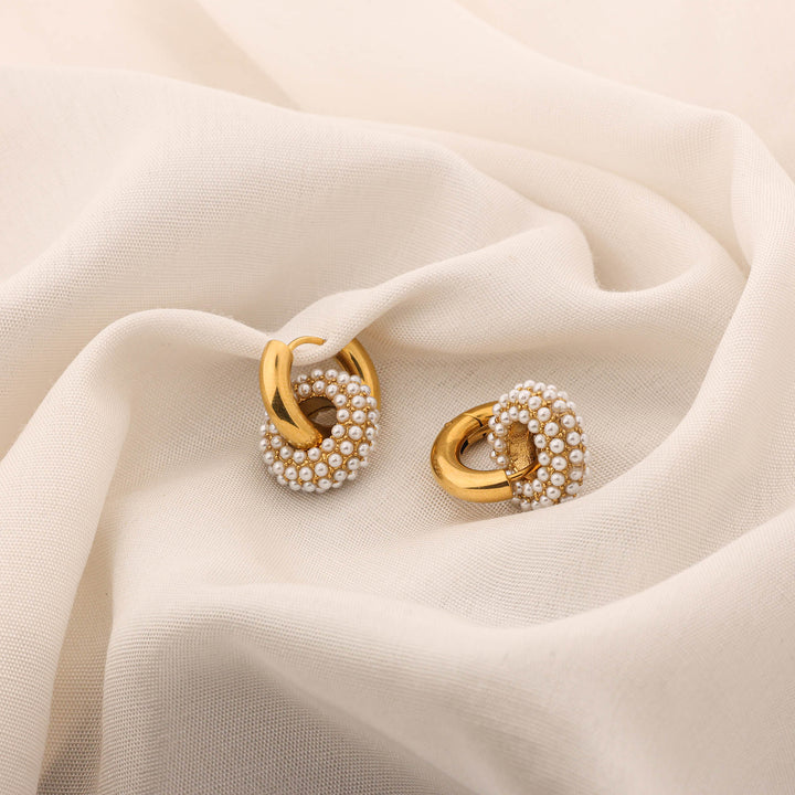 Gold And Pearl Loop Studs
