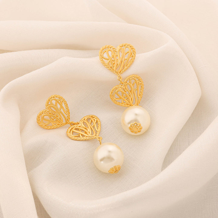 Golden Love Pearl Earrings