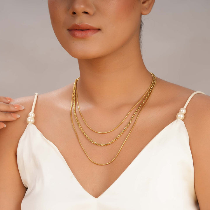 Golden Trio Layered Necklace