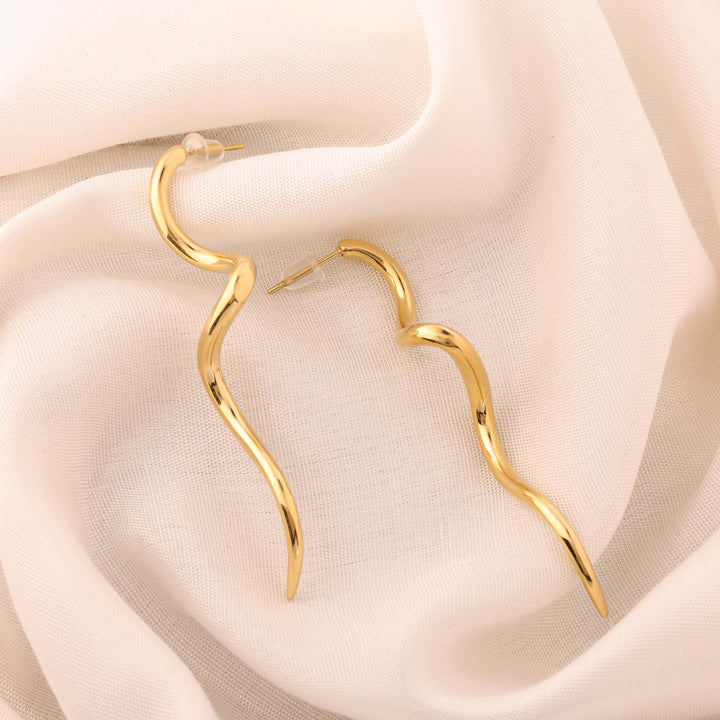 Golden Wave Drop Earrings
