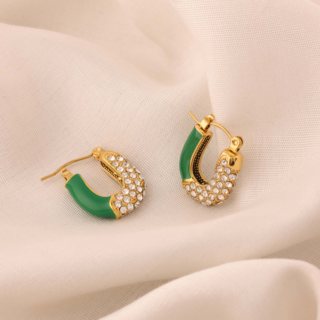 Green Glimmer Hoops