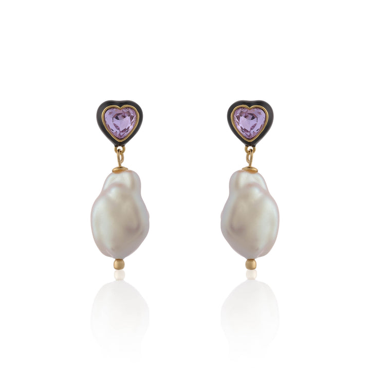 Pearl Heart Danglers