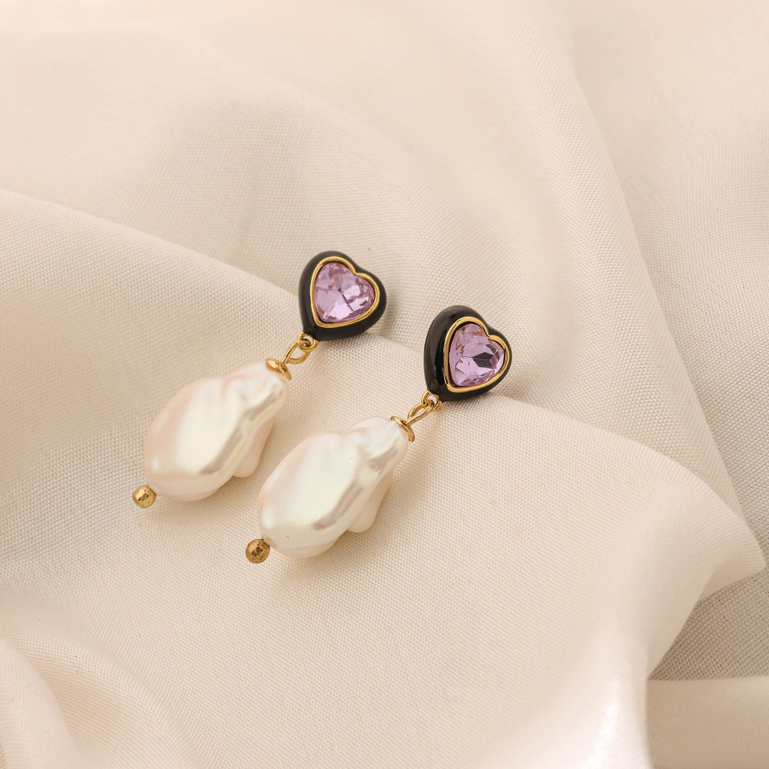 Pearl Heart Danglers