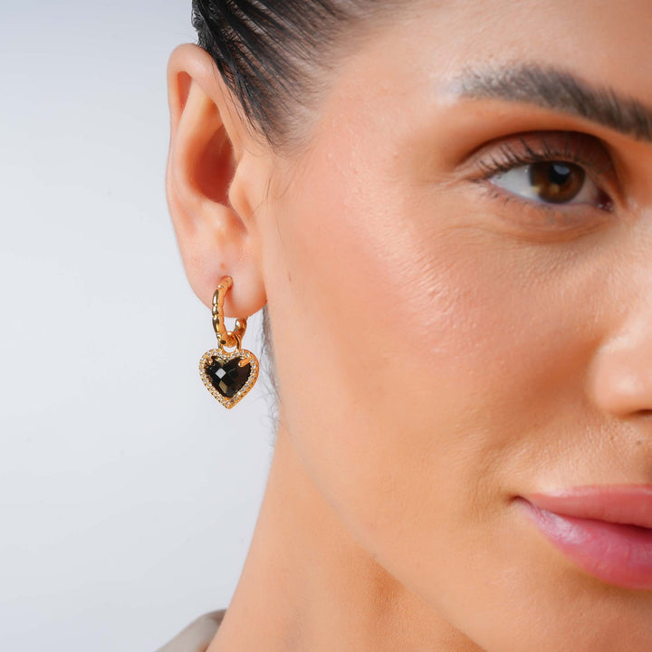 Black Charm Hoops