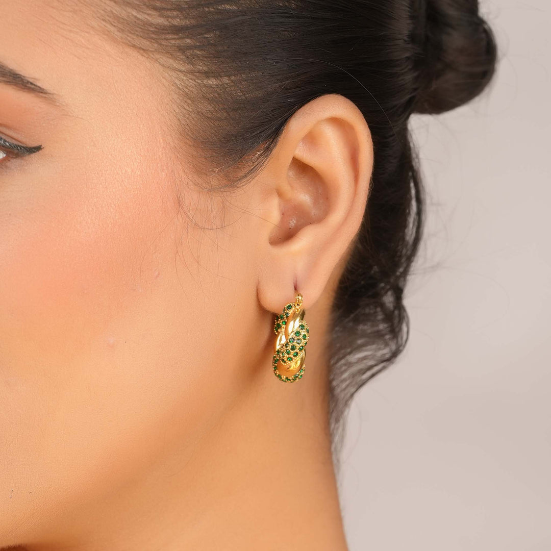 Emerald Twist Hoops