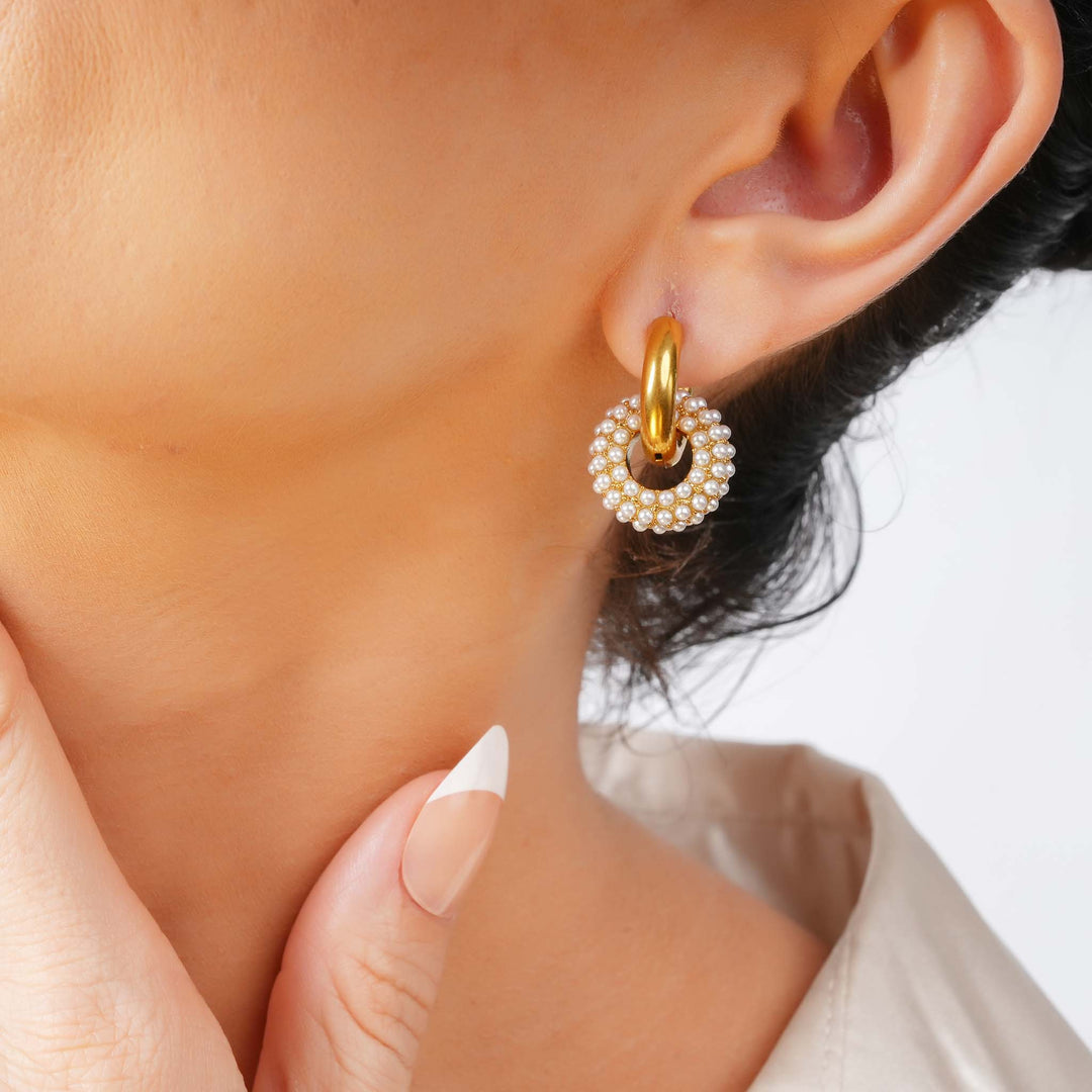 Gold And Pearl Loop Studs