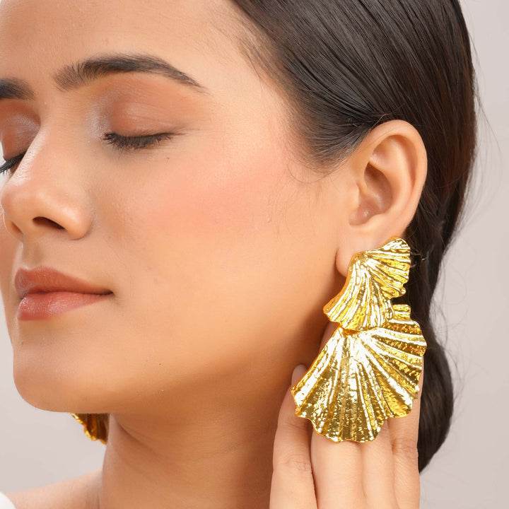 Golden Ruffle Studs