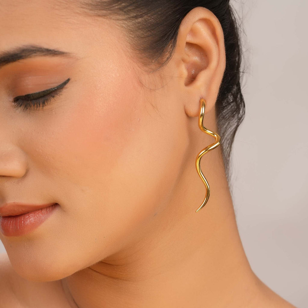 Golden Wave Drop Earrings