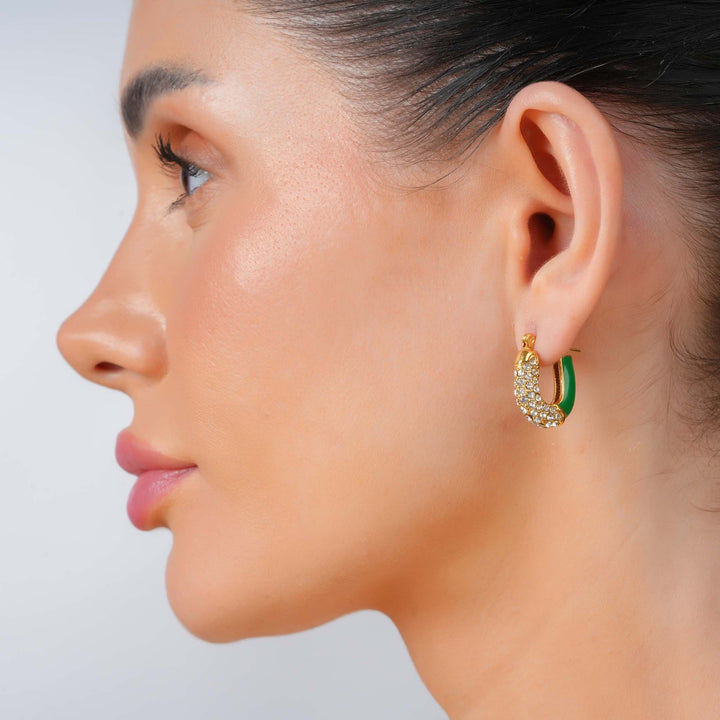 Green Glimmer Hoops