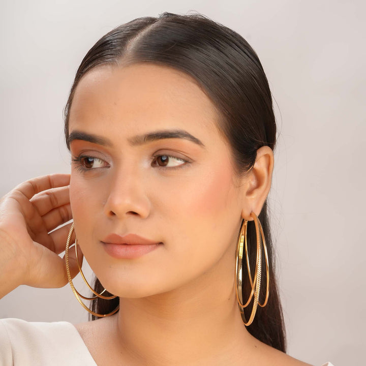 Intertwined Triple Hoop Earrings