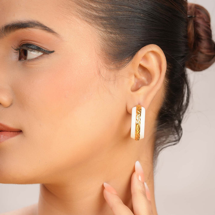 Ivory Crest Hoops