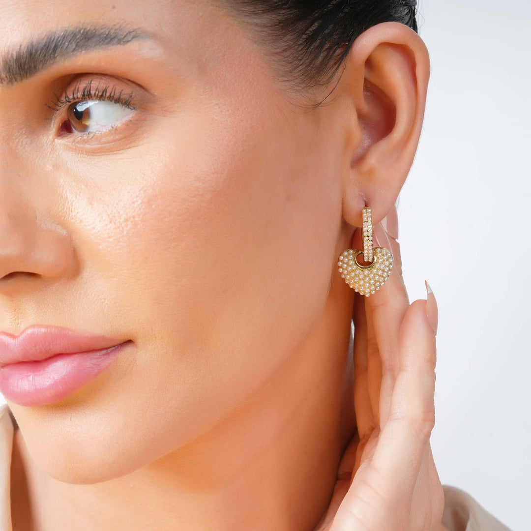 Pearl Heart Earrings