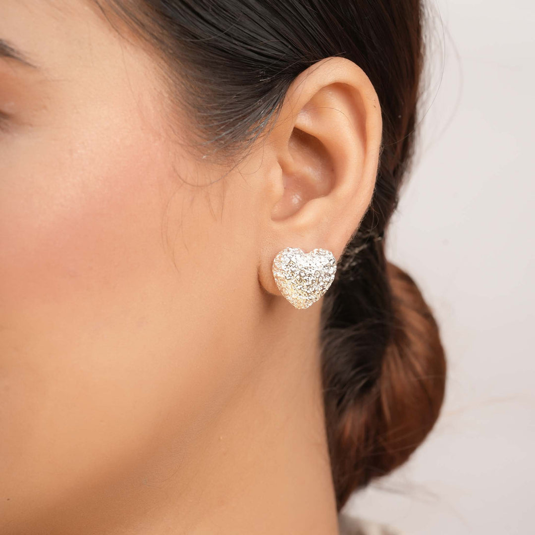 Silver Squeeze Heart Studs