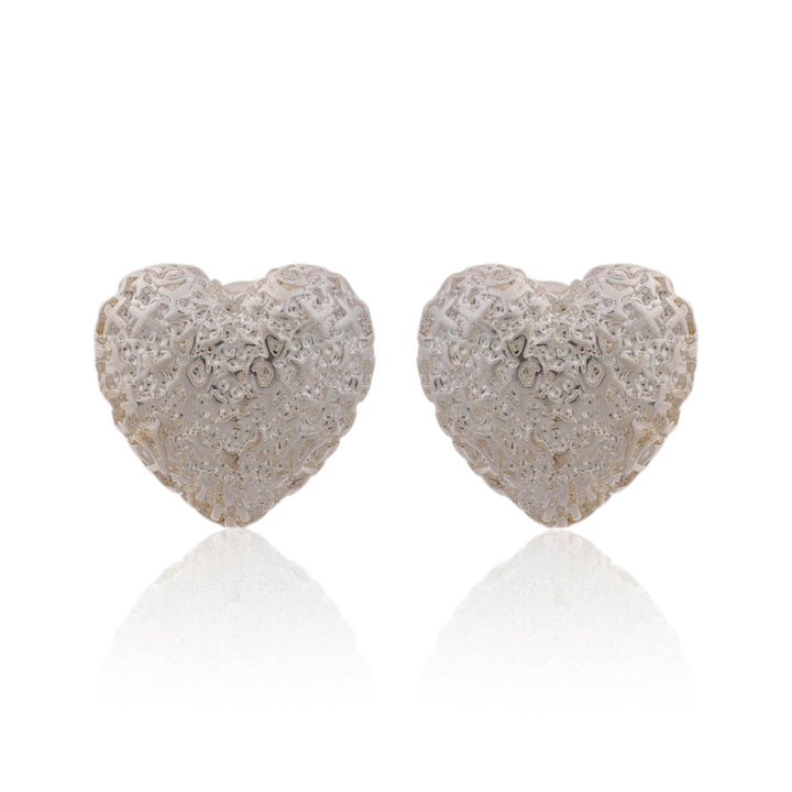 Silver Squeeze Heart Studs