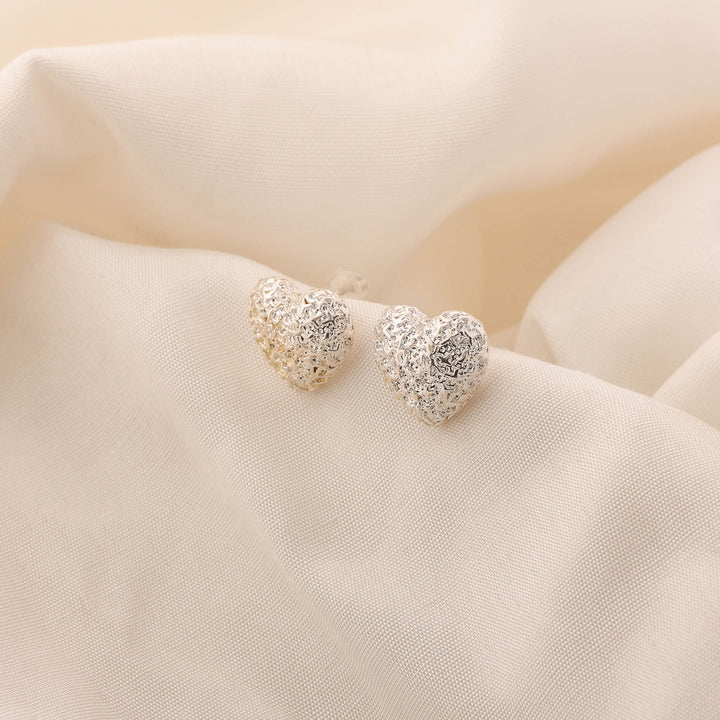 Silver Squeeze Heart Studs