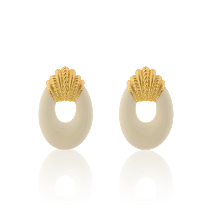 White Shell Hoop Studs