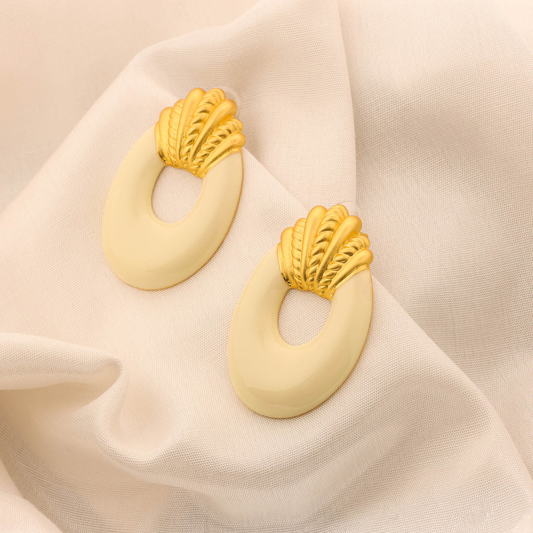 White Shell Hoop Studs
